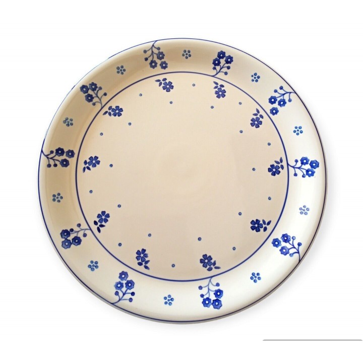 Piatto principale/da portata con bordo bianco e blu 12', grande piatto da  tavola in ceramica, piatto centrotavola in gres, arte moderna di Manya -   Italia