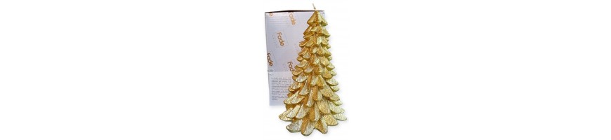 Candela Albero Oro glitter Fade Maison 18cm con scatola Natale Fade