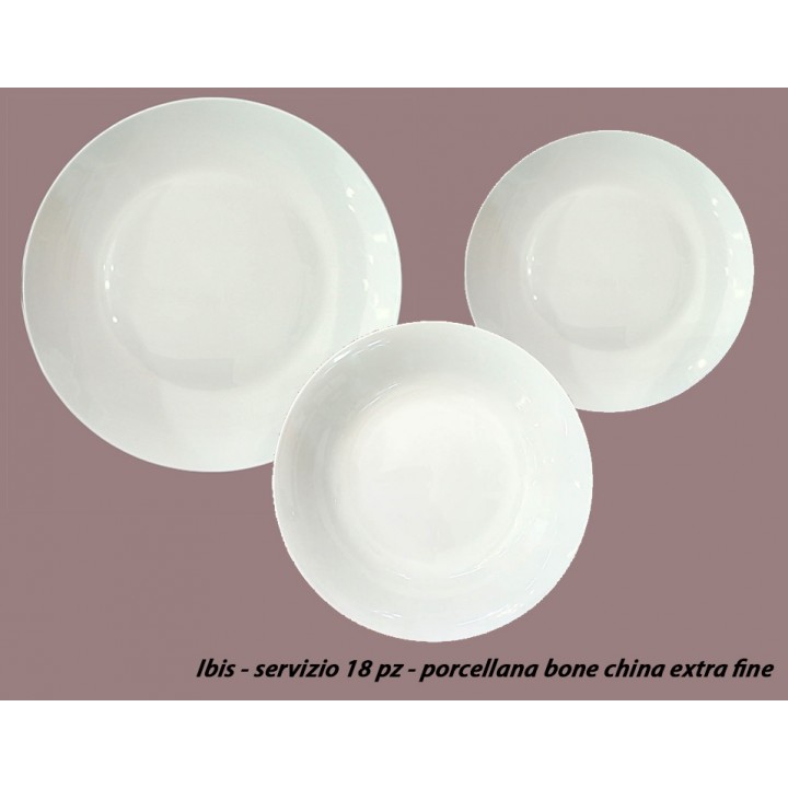 Servizio piatti bianco moderno 6 persone Ibis Fade fine porcellana semplice