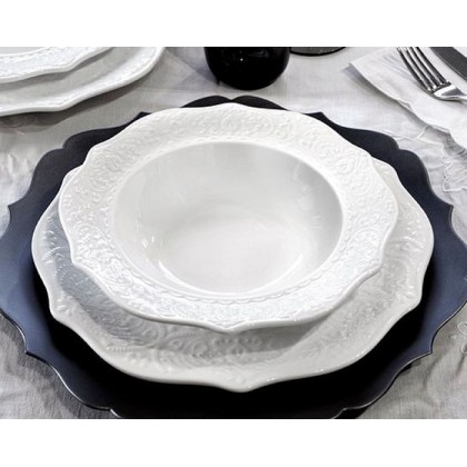 Primo servizio piatti elegante Oro Nero 39 Pezzi Fade Maison fine  porcellana bianca